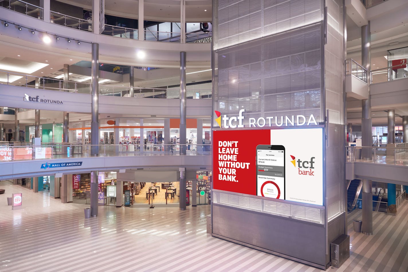 TCF signed a three-year deal to put its name and logo on the rotunda meeting space on the east side of the Mall of America.