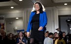 Rep. Rashida Tlaib, D-Mich., arrives to speak before Democratic presidential candidate Sen. Bernie Sanders, I-Vt., arrives at a climate rally with the