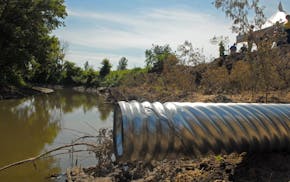 Runoff from farm fields, particularly those that have been tiled to accelerate the disposal of water, dump pollutants into tributaries of the Minnesot