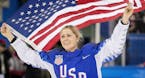 USA player Gigi Marvin celebrates after defeating Canada in the gold-medal game at Gangneung Hockey Centre on Thursday, Feb. 22, 2018, in Pyeongchang,