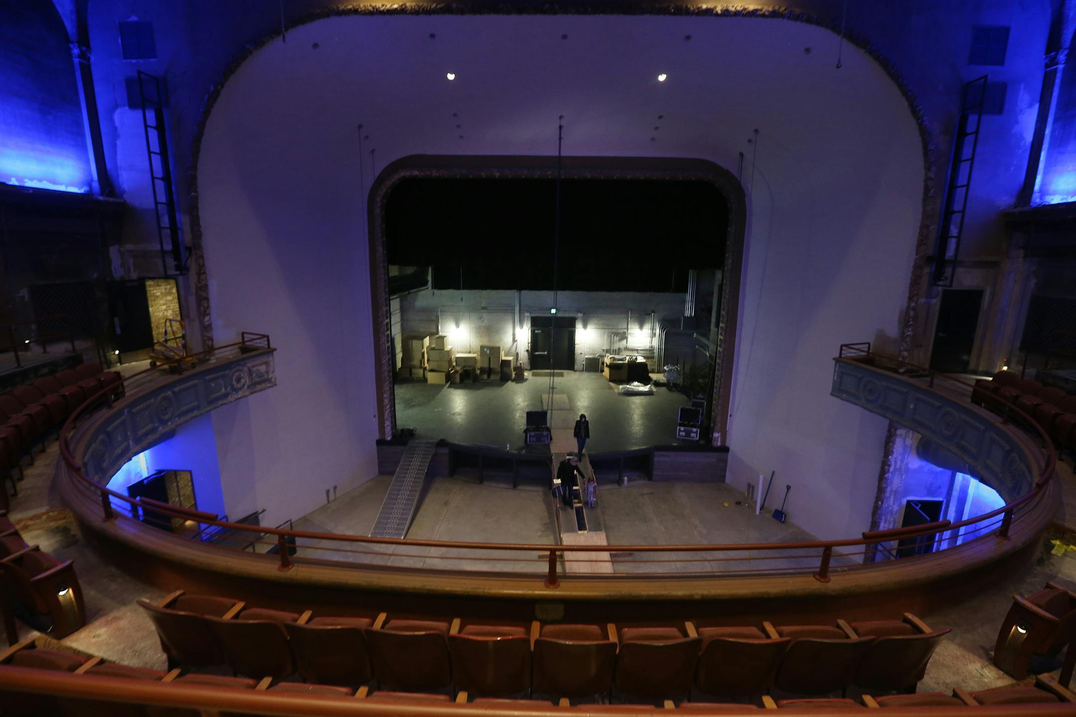 The stage at the restored Palace Theater in St Paul Thursday February 23, 2017 in St. Paul, MN.] JERRY HOLT &#x2022; jerry.holt@startribune.com