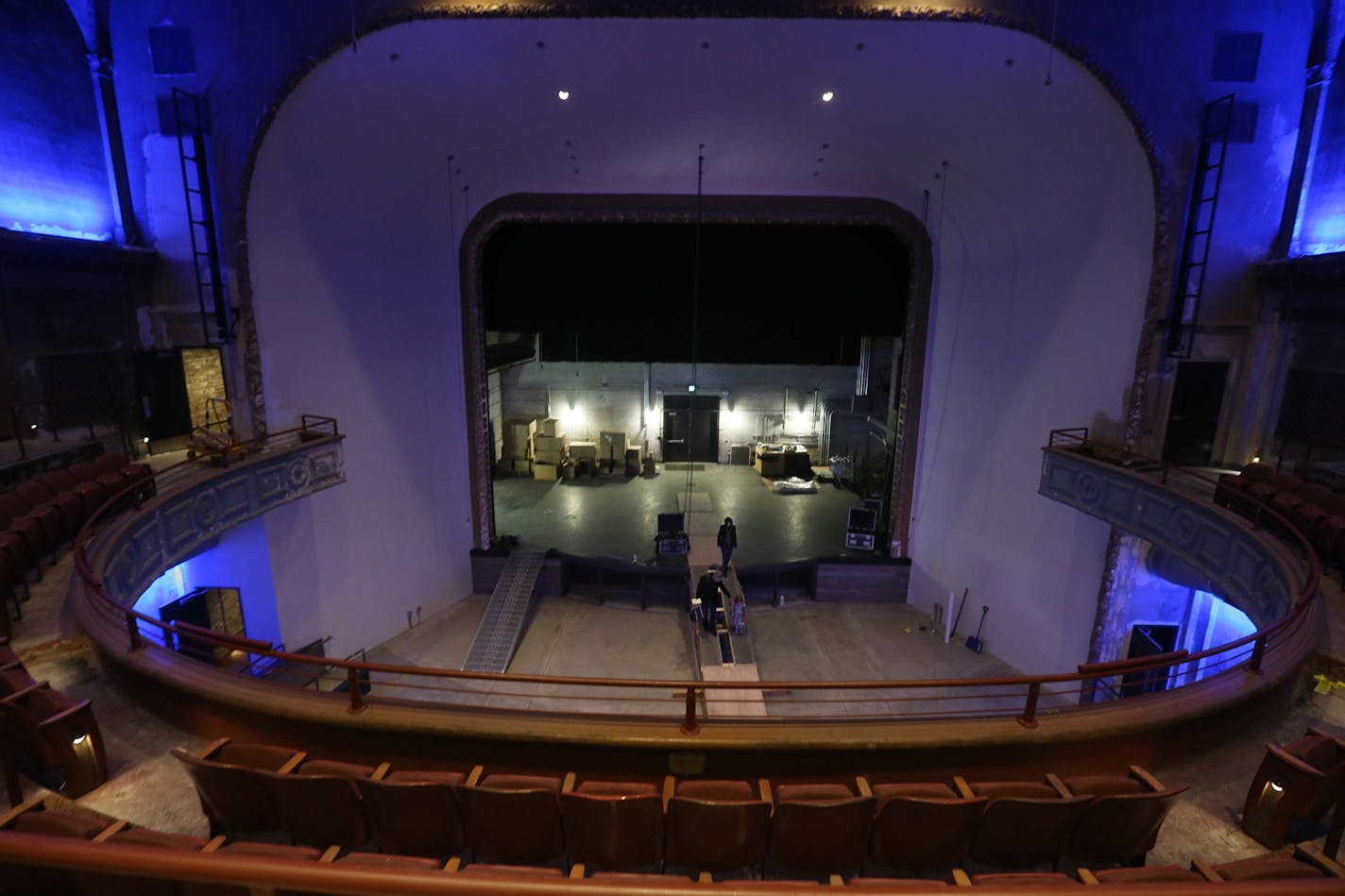 The stage at the restored Palace Theater in St Paul Thursday February 23, 2017 in St. Paul, MN.] JERRY HOLT &#x2022; jerry.holt@startribune.com