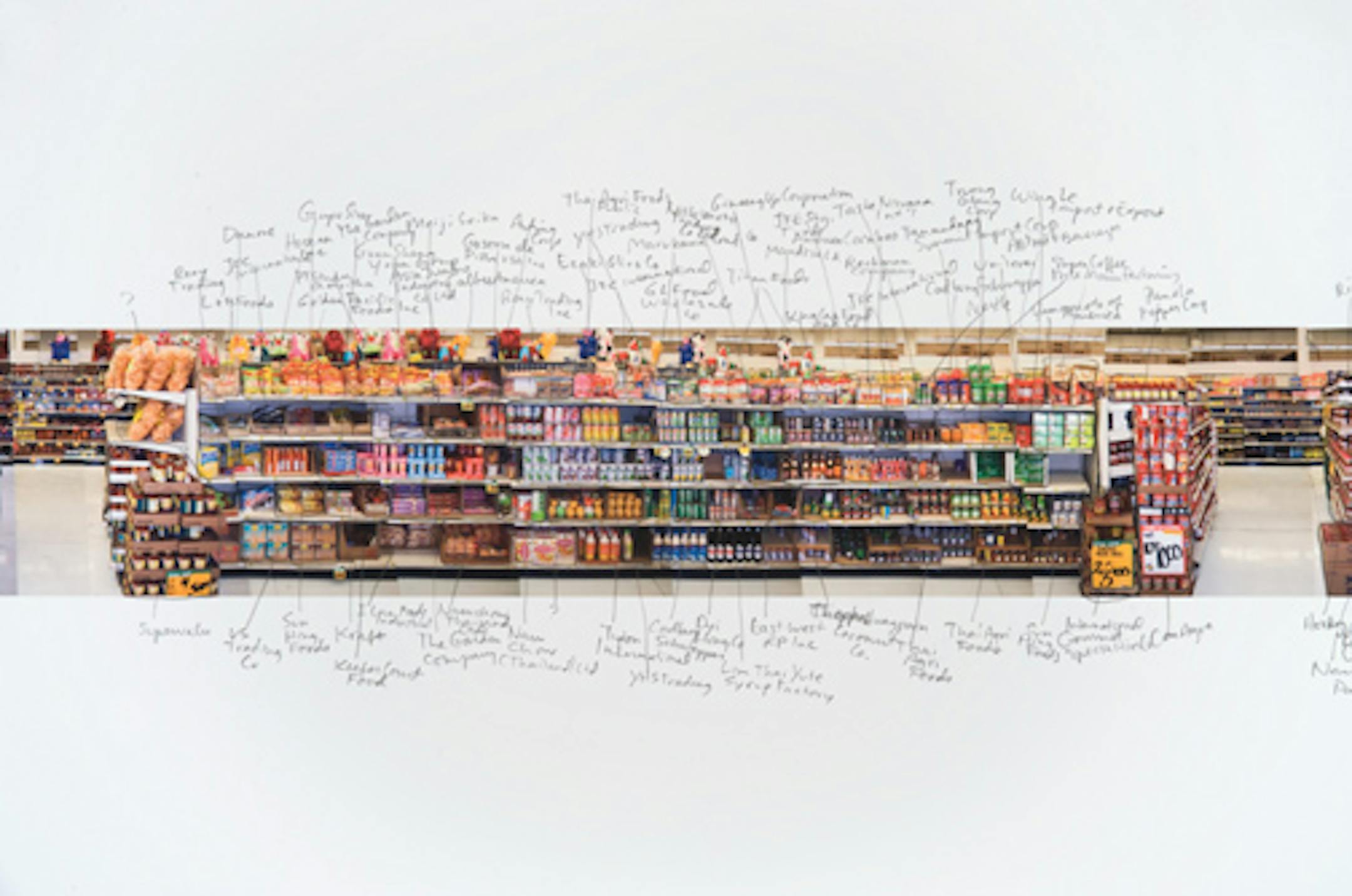Rosemary Williams photo-mapped every aisle of a Cub Foods store in St. Paul, including the one above, and produced a minimalist tribute to consumer excess.