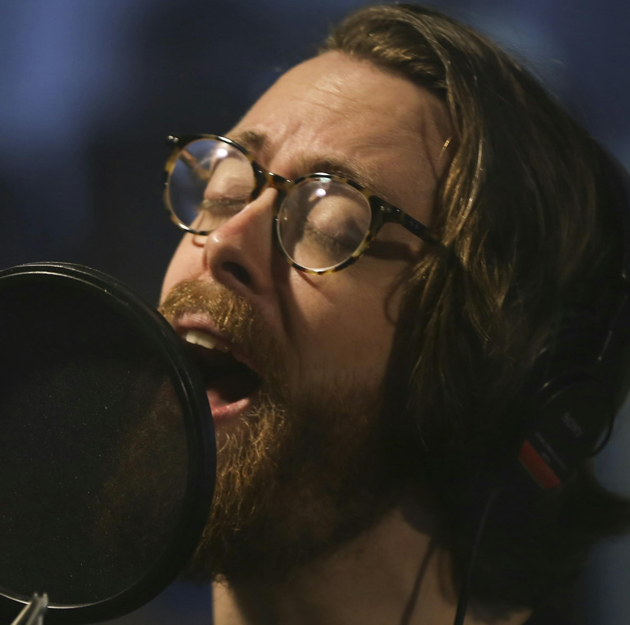 Jeremy Messersmith recorded the vocal track to "Monday, You're Not So Bad" for his album "Late Stage Capitalism" at Flowers Studio. ] JEFF WHEELER • jeff.wheeler@startribune.com Jeremy Messersmith and his band finished up recording his album "Late Stage Capitalism" at Flowers Studio in Minneapolis on Sunday, February 14, 2016.