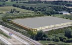This rendering shows the location and size of the 402,000-square-foot Lino Lakes facility.