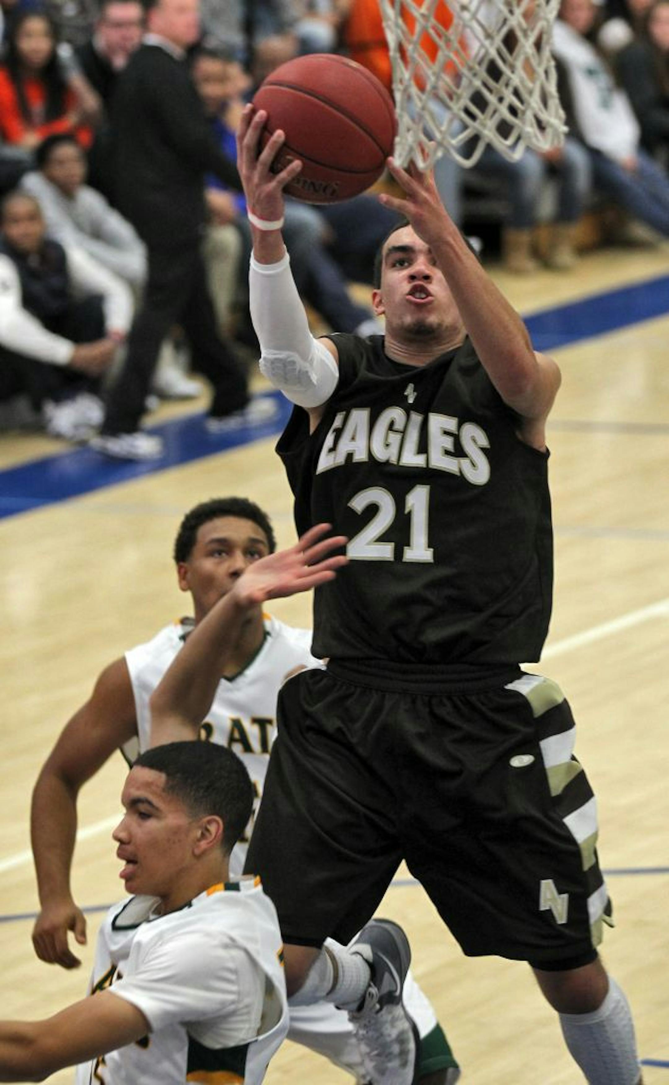 Star Apple Valley guard Tyus Jones did not play Thursday night after spraining his left ankle in practice.
