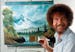 Bob Ross and pne of his paintings.