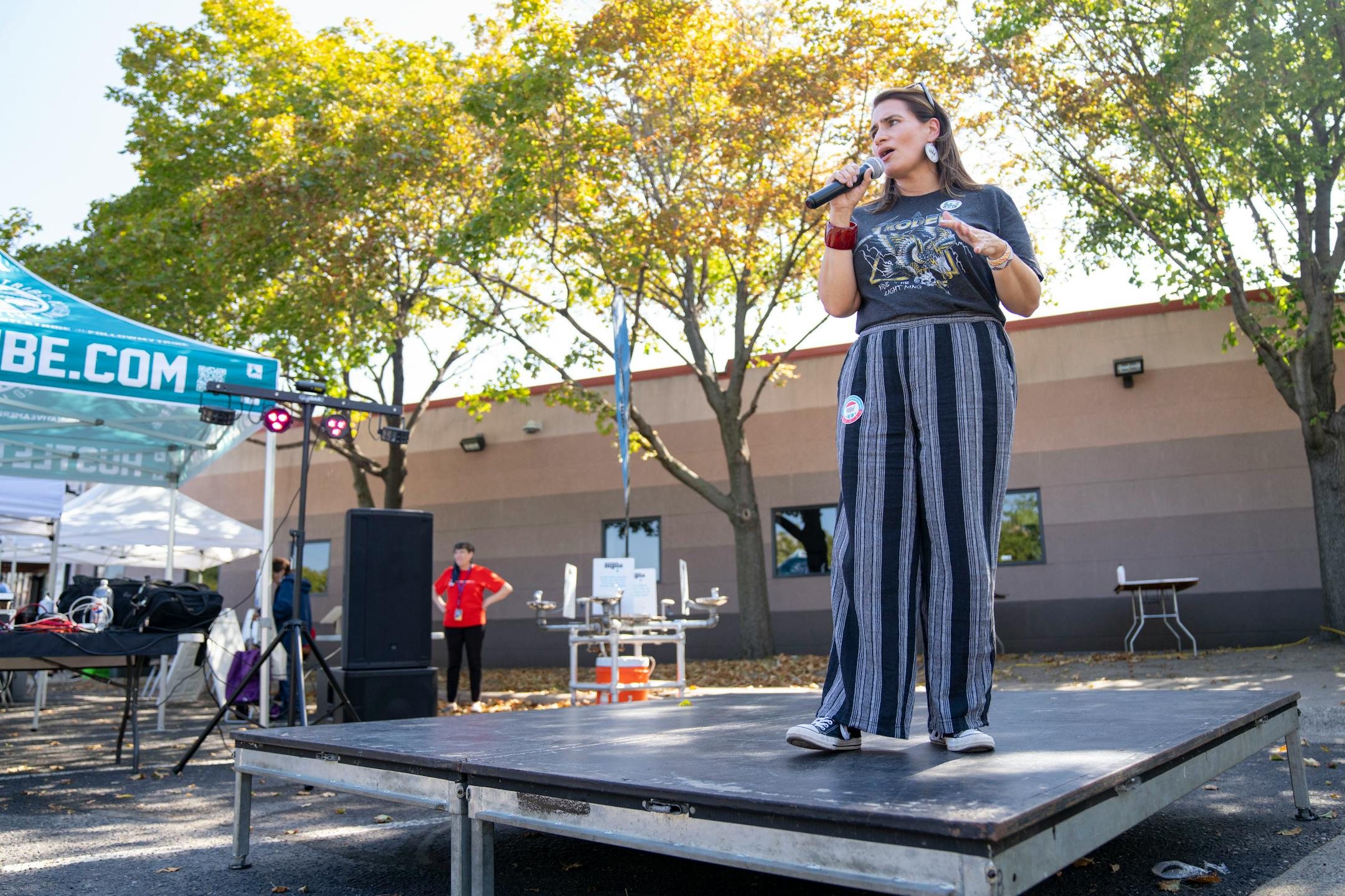 Minnesota Lieutenant Governor Peggy Flanagan speaks at a "Get Out the Vote" event on Tuesday, Sep. 20, 2022 at American Indian OIC in Minneapolis.