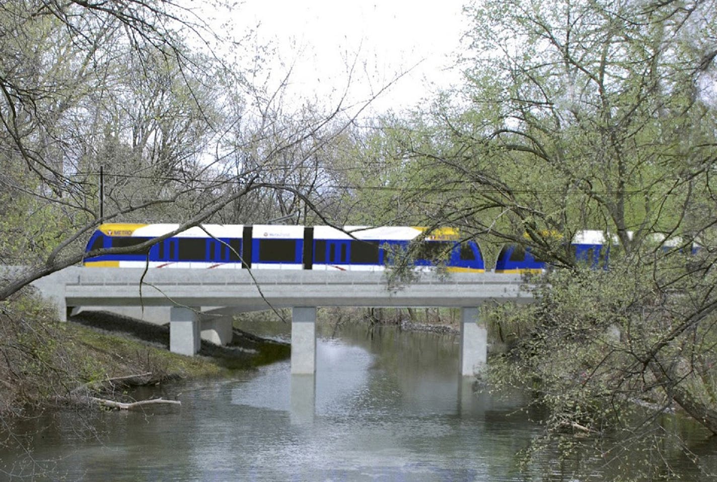 Rendering provided by Met Council A rendering of the Southwest Light Rail train passing through the Kenilworth Lagoon. ORG XMIT: MIN1607201316000459 ORG XMIT: MIN1608251259550369