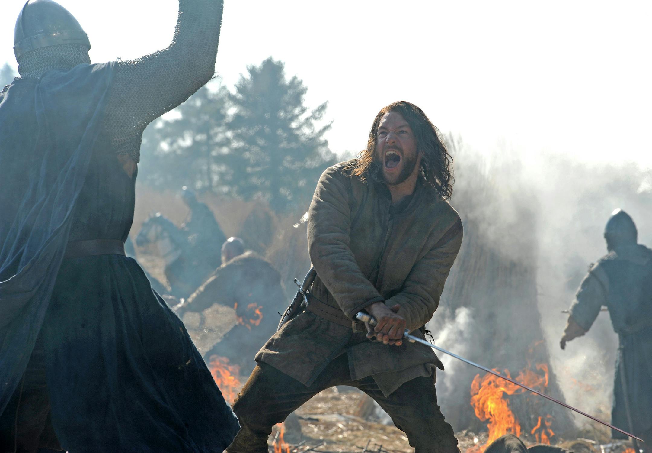 In this image released by FX, Lee Jones appears in a scene from "The Bastard Executioner," premiering Tuesday at 10 p.m. on FX. (Ollie Upton/FX via AP)