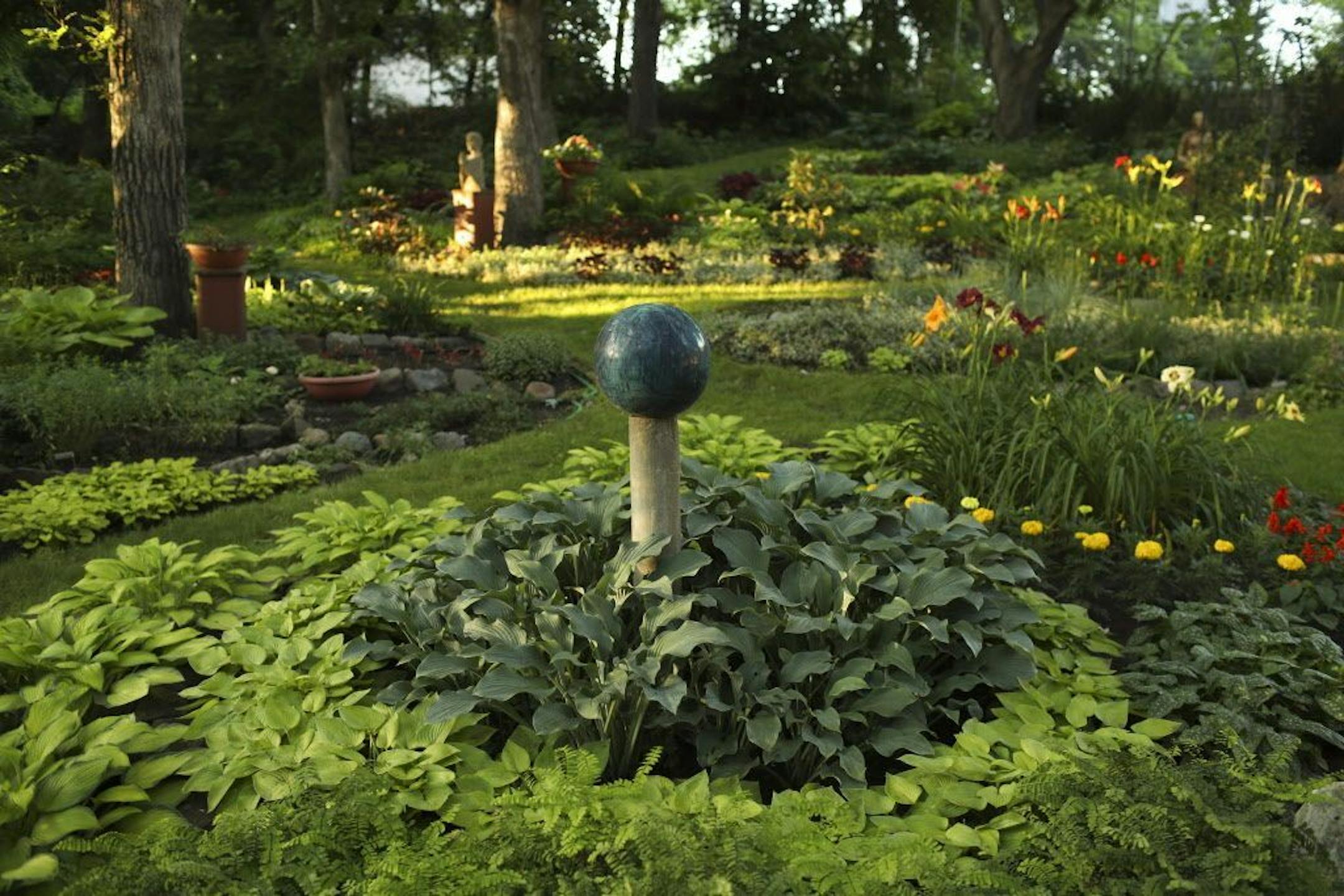 Hostas -- more than 120 varieties -- are the foundation of Gene and Lois Waldowski's garden in Ramsey.