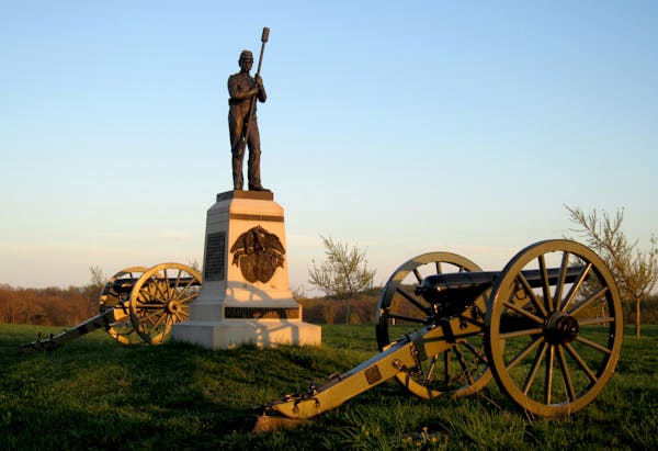 A monument to artillerymen provides quiet testimony to the soldiers who fought at Gettysburg, Pennsylvania. (Diane Stoneback/Allentown Morning Call/MC