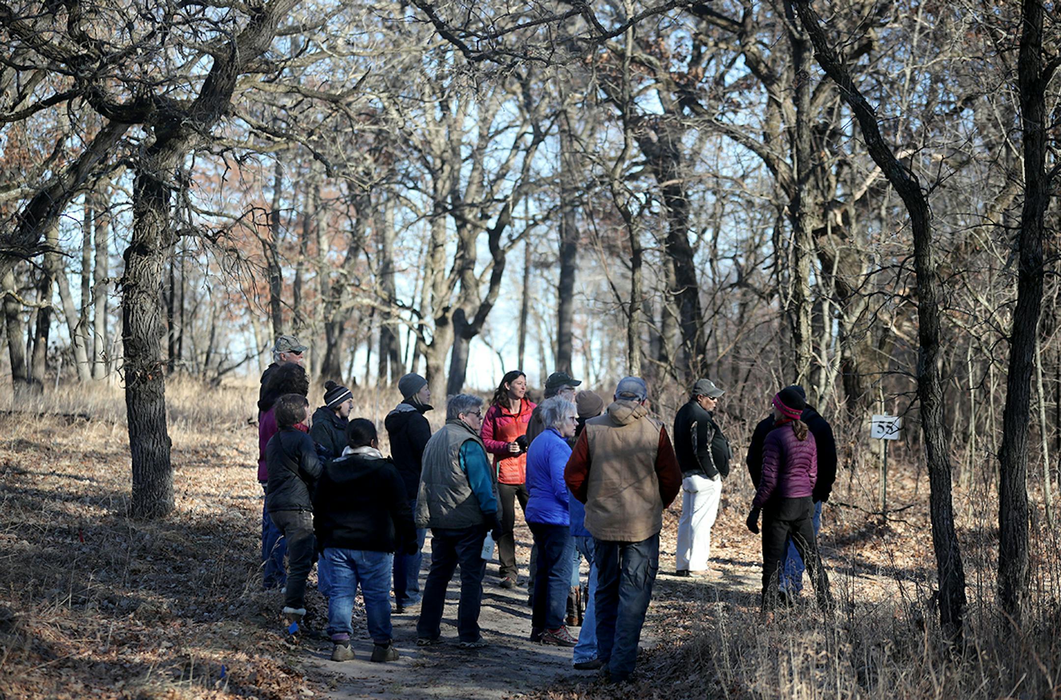 Caitlin Barale Potter, center, led a local group involved in conservation and restoration efforts in Isanti County for a tour of Cedar Creek's oak savannas. DAVID JOLES • david.joles@startribune.com A profile of Caitlin Barale Potter, education and outreach coordinator at Cedar Creek Ecosystem Science Reserve** Caitlin Barale Potter,cq