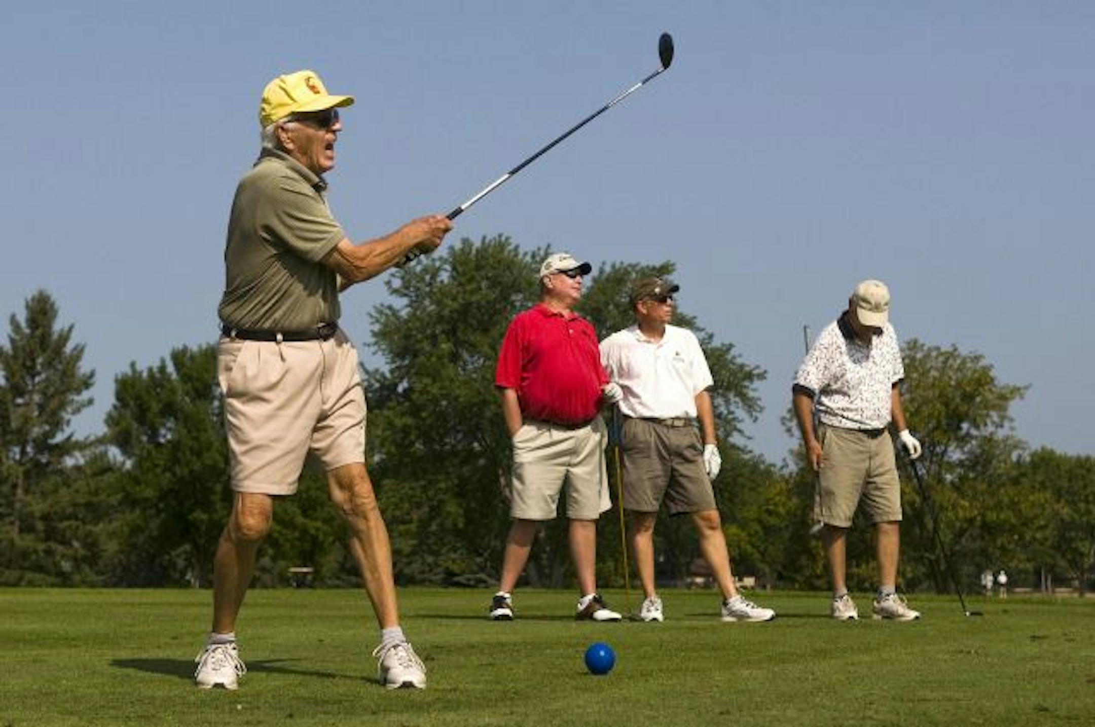 As Jerry Schlichting, 85, played Friday at Dwan, buddies Dick McDonald, Bob Abbott and Paul Zollar admired his shot. Municipal courses are trying more marketing gimmicks to lure golfers. Just a few years ago, tee times at municipal courses were tough to come by.