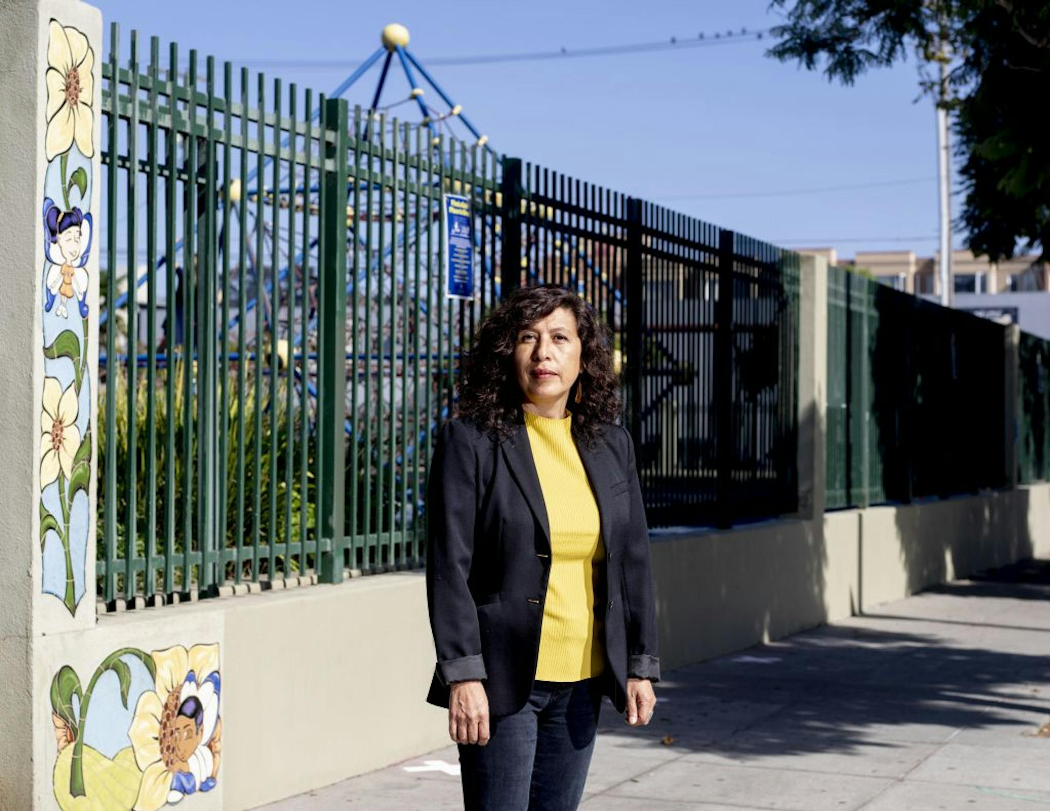 Dheyanira Calahorrano, a community health worker who lives in the Mission District and has an 11-year-old son in the system, in San Francisco, Oct. 23, 2020. Mothers that Calahorrano had spoken to in the Mission were worried that their children were not making academic progress.