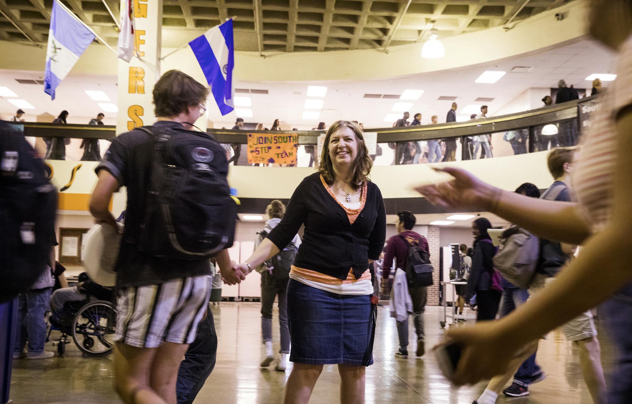 In her stint as Minneapolis South High principal for a day, social studies teacher Laura Lanik made sure Friday that students were moving along.