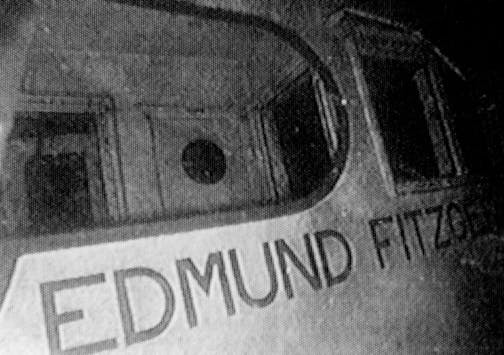 August 27, 1989 A robot "minirover" sent back this view of the wreckage of the Edmund Fitzgerald from 530 feet below the surface of Lake Superior. The freighter sank No. 10, 1975, with a loss of 29 lives. "Stirring up memories Edmund Fitzgerald haunts Michigan town" There were no crystal chandeliers or jewels or rich people aboard the Edmund Fitzgerald. It was a no-nonsense freighter carrying 29 sailors and 26,000 tons of iron ore. Minneapolis Star Tribune