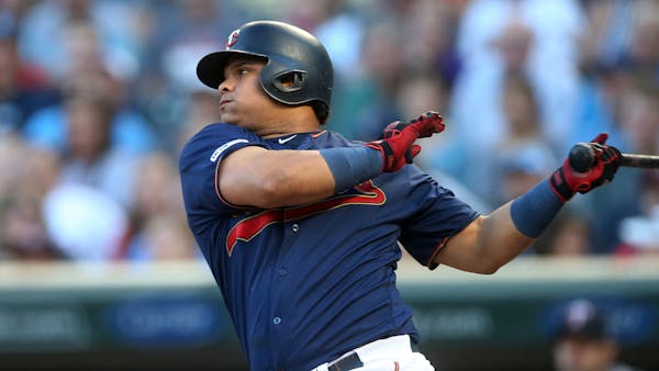 Minnesota Twins' Willians Astudillo bats against the Tampa Bay Rays in a baseball game Wednesday, June 26, 2019, in Minneapolis. (AP Photo/Jim Mone)