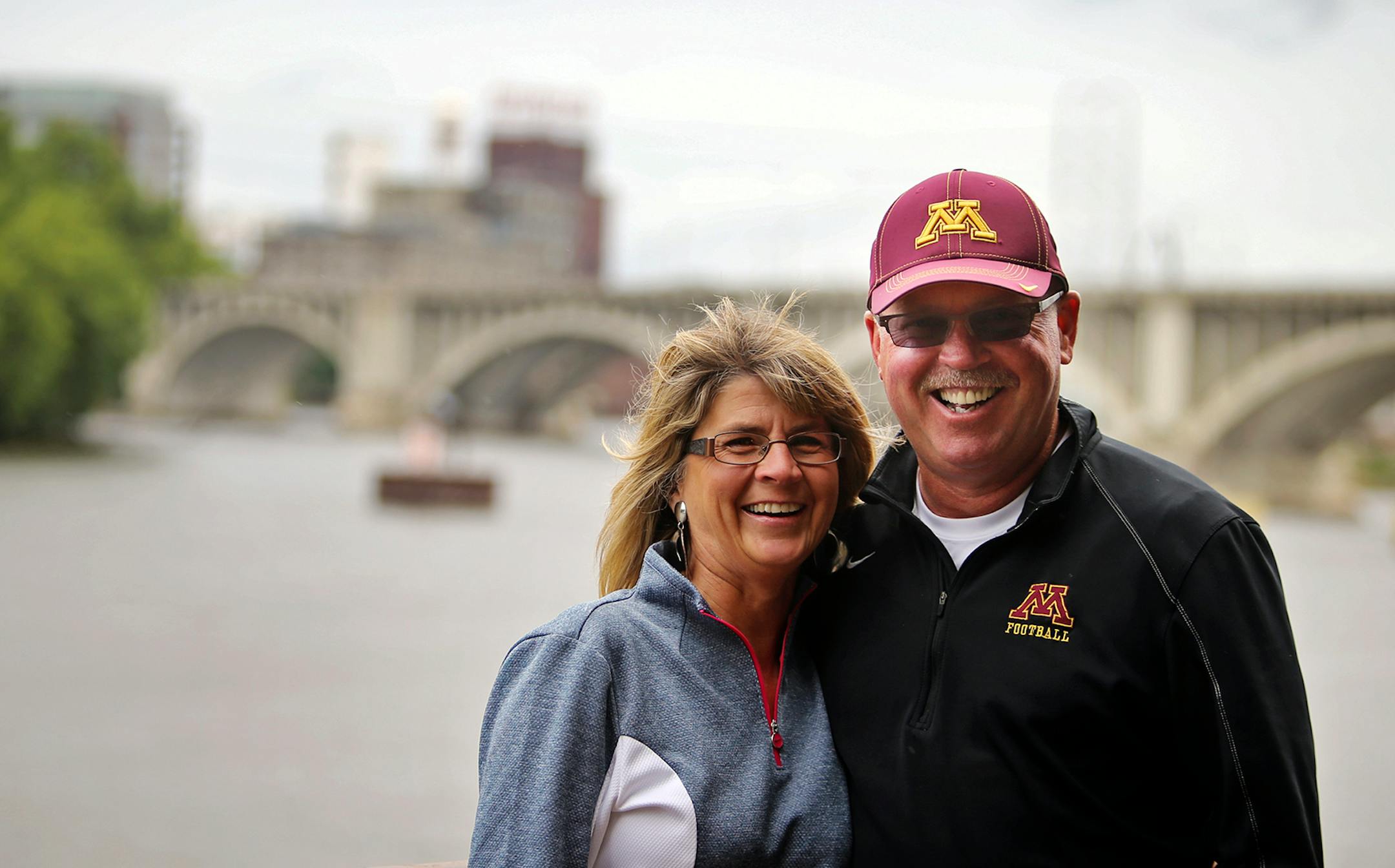 University of Minnesota football coach Jerry Kill and his wife, Rebecca, walked the trail along the Mississippi River near downtown Minneapolis in July.