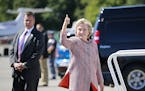 Hillary Clinton, the Democratic presidential nominee, gives a thumbs up as she boards her campaign plane in White Plains, N.Y., Sept. 15, 2016. Clinto