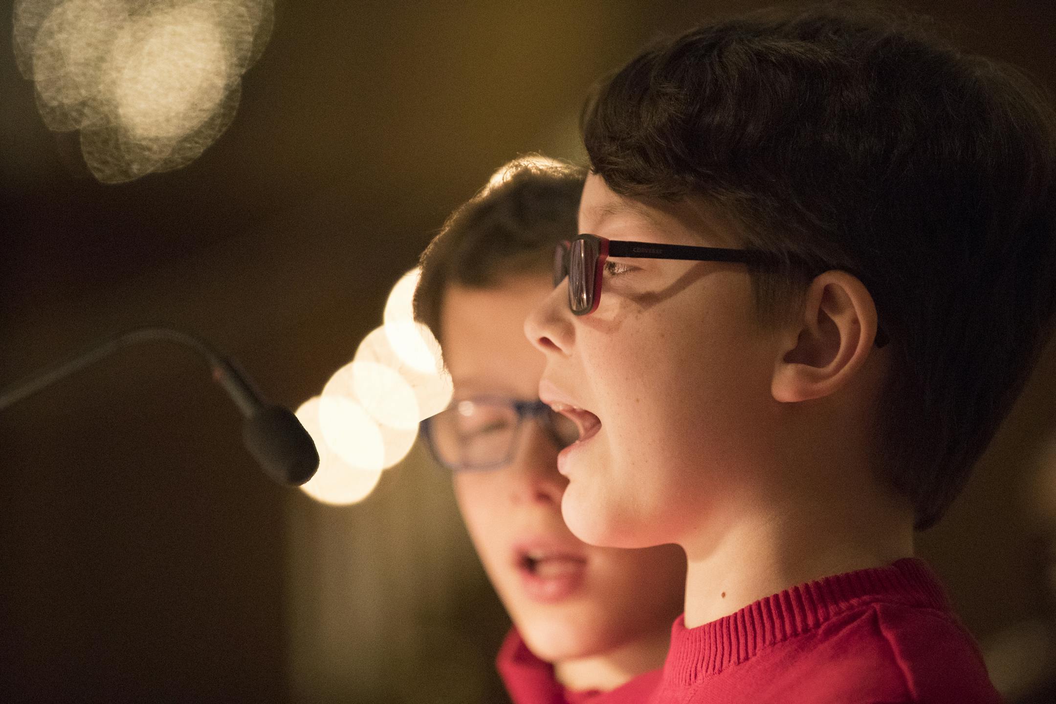 Twins Henry, left, and Austin Sween. Members of the Minnesota Boychoir participated in "respect workshops."