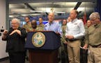 Florida Gov. Rick Scott provides an update about Hurricane Irma to reporters at the state Emergency Operations Center in Tallahassee on Sept. 10, 2017