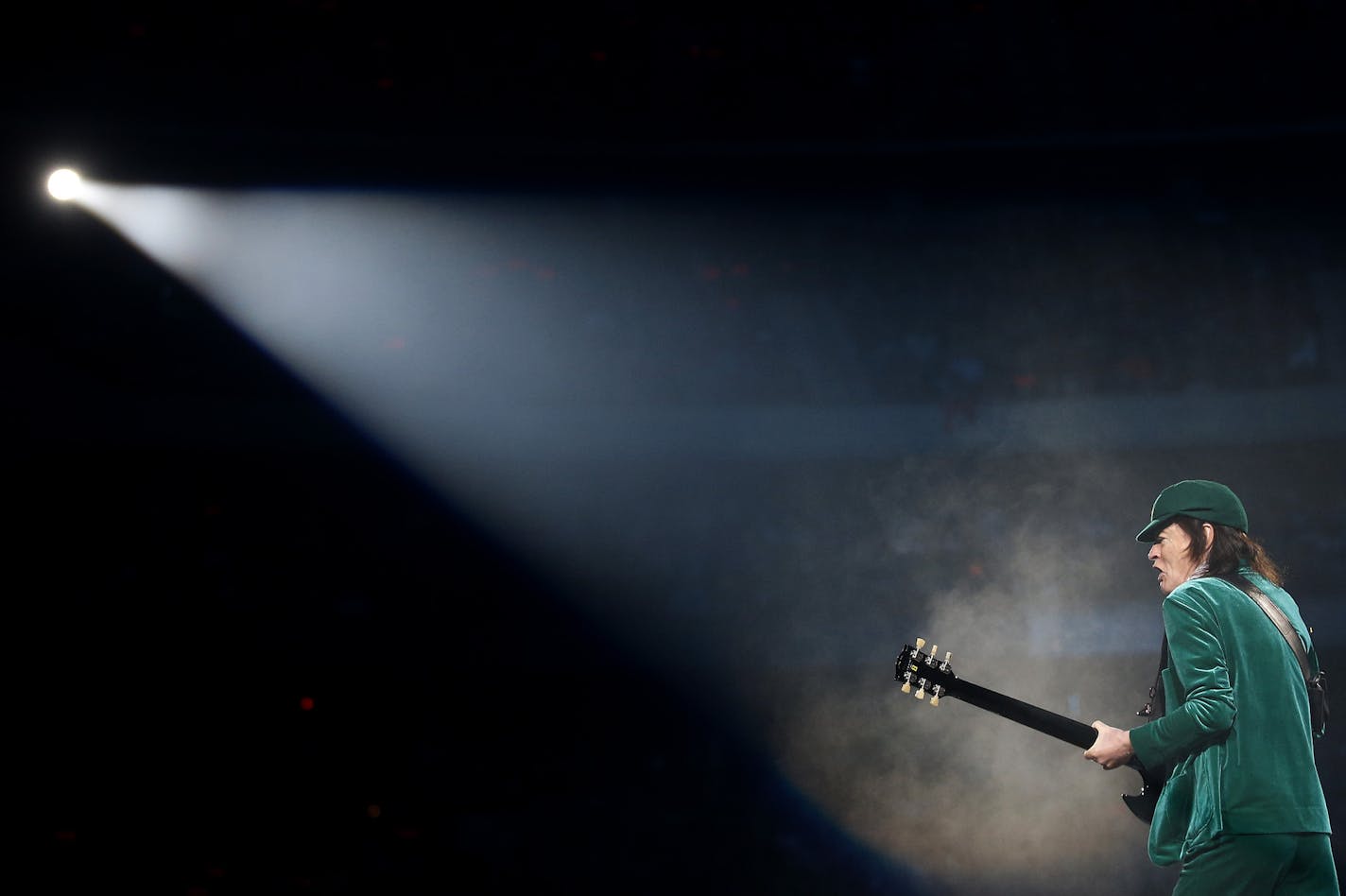 Lead guitar player Angus Young of AC/DC performed at the Xcel Energy Center on Sunday night. ] CARLOS GONZALEZ cgonzalez@startribune.com - February 14, 2016, New St. Paul, MN, Xcel Energy Center, AC/DC Concert