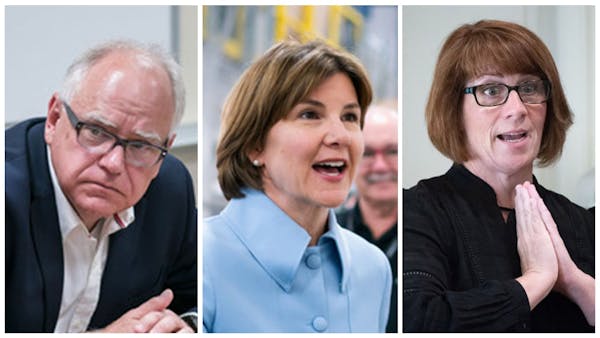 Seeking the DFL nomination for Minnesota governor, from left, are U.S. Rep. Tim Walz, Attorney General Lori Swanson and state Rep. Erin Murphy.