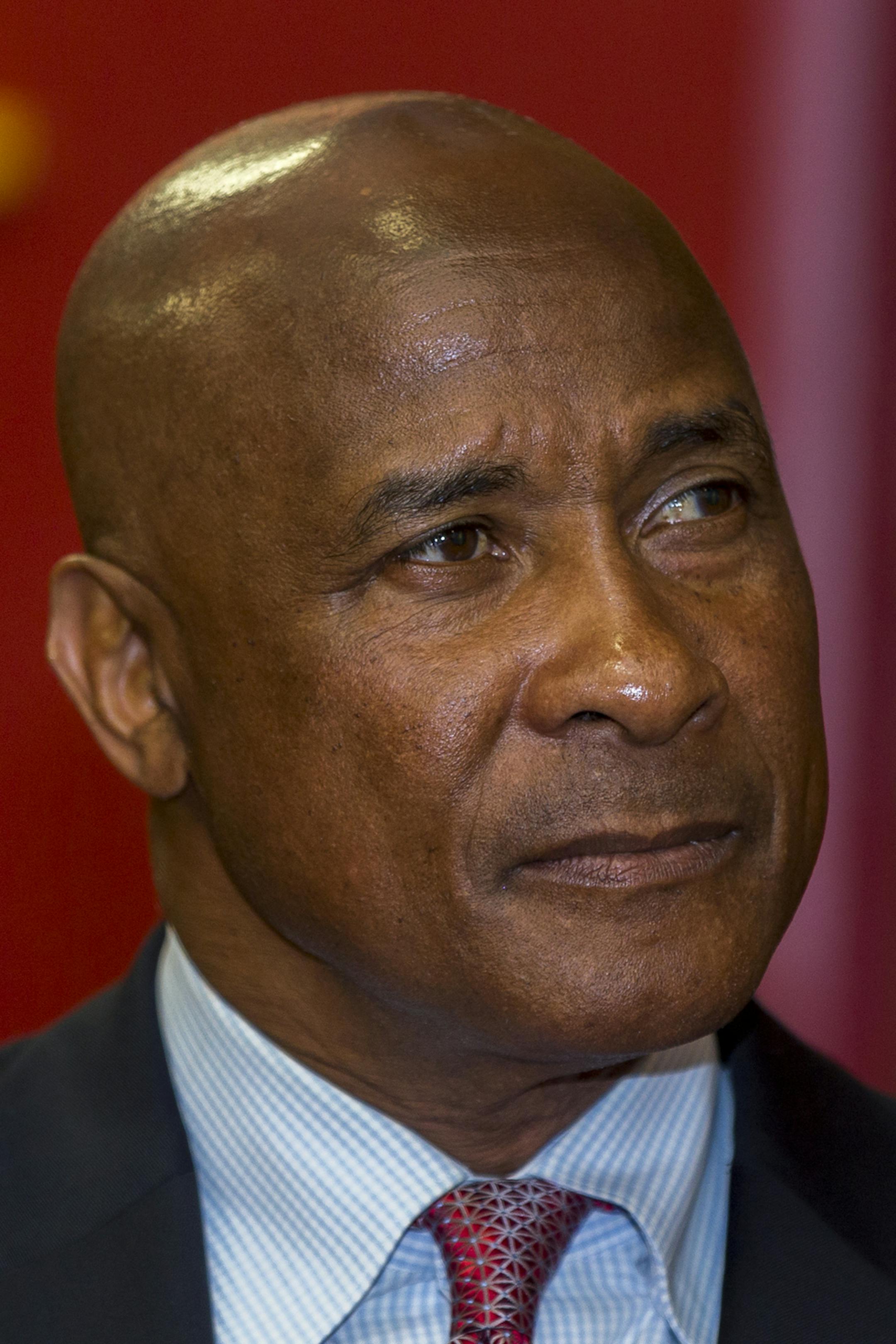 FILE - In this April 14, 2016, file photo, University of Southern California's new athletic director Lynn Swann pauses during his appointment news conference at the USC campus in Los Angeles. Southern California athletic director Swann has resigned.
USC President Carol L. Folt announced the decision in a letter Monday, Sept. 9, 2019. (AP Photo/Damian Dovarganes, File)