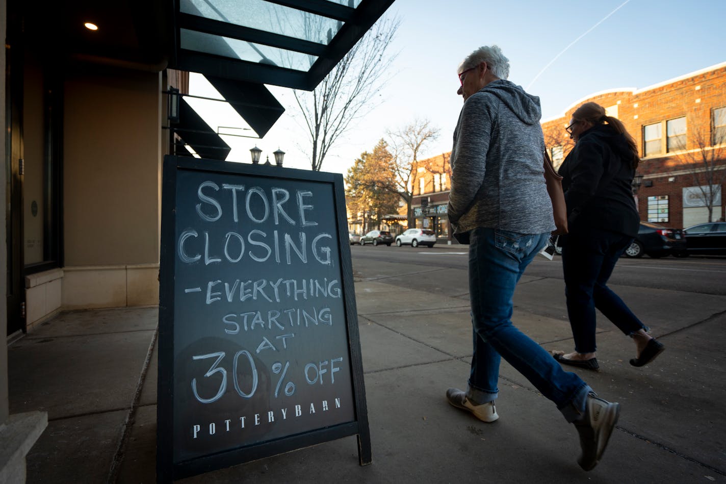 People head into the soon-to-close Pottery Barn on Grand Avenue on Thursday, Dec. 14, 2023 in St. Paul, Minn. With Pottery Barn closing soon, people are wondering what the future of Grand Avenue will look like. ] Angelina Katsanis • angelina.katsanis@startribune.com