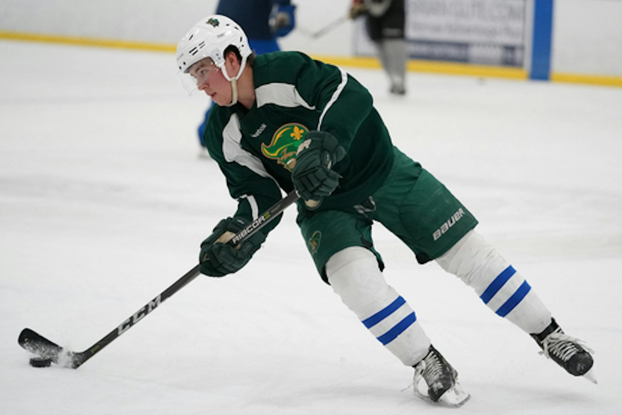 Bobby Brink, who led Minnetonka to the state high school hockey title in 2018 and is projected to be a first round pick in the NHL draft next week.] At the Victoria Recreation Center. RICHARD TSONG-TAATARII ¥ richard.tsong-taatarii@startribune.com