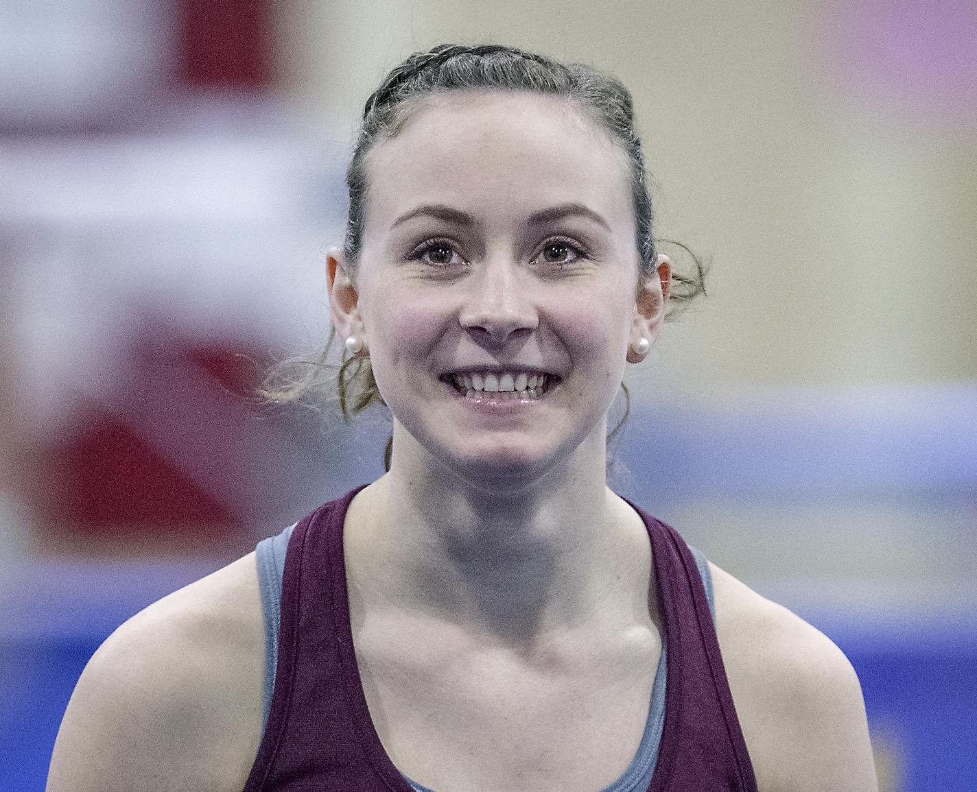 Gophers gymnast Lexy Ramler practiced at the U of M's Peik Gymnasium, Monday, April 15, 2019 in Minneapolis, MN. ] ELIZABETH FLORES &#x2022; liz.flores@startribune.com