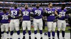 Minnesota Vikings players joined arms during the National Anthem before the start of the game. ] CARLOS GONZALEZ &#xef; cgonzalez@startribune.com - Oc