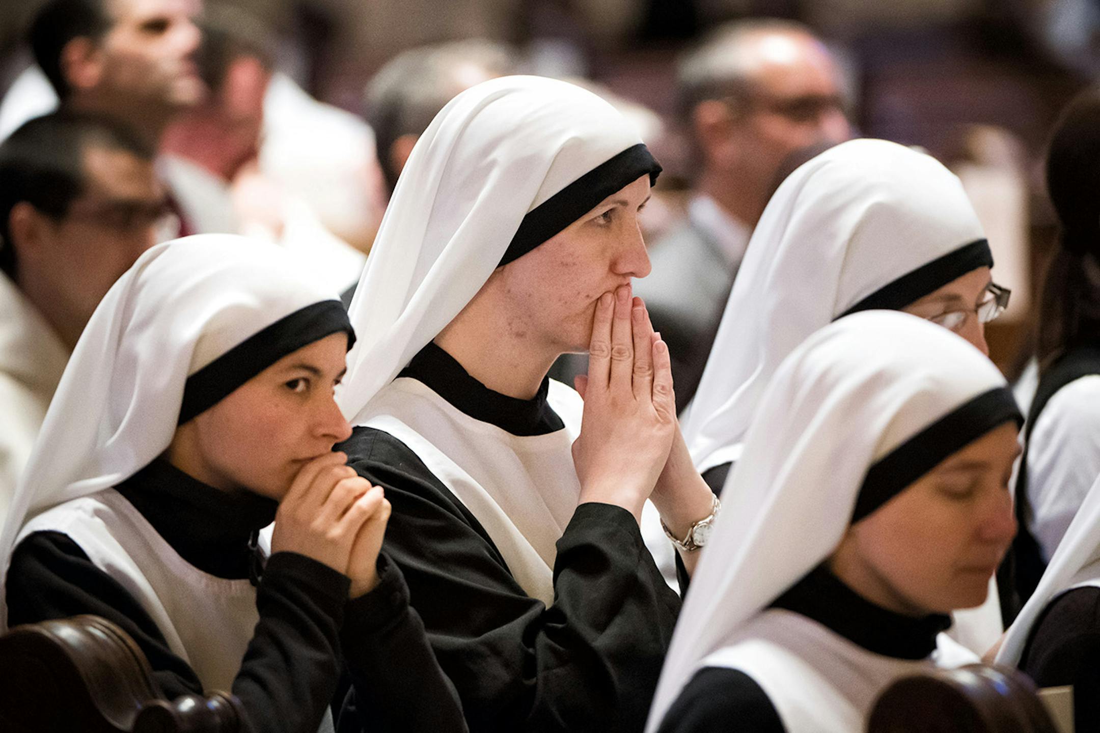 Nuns prayed before the Mass for Archbishop Bernard Hebda's installation.