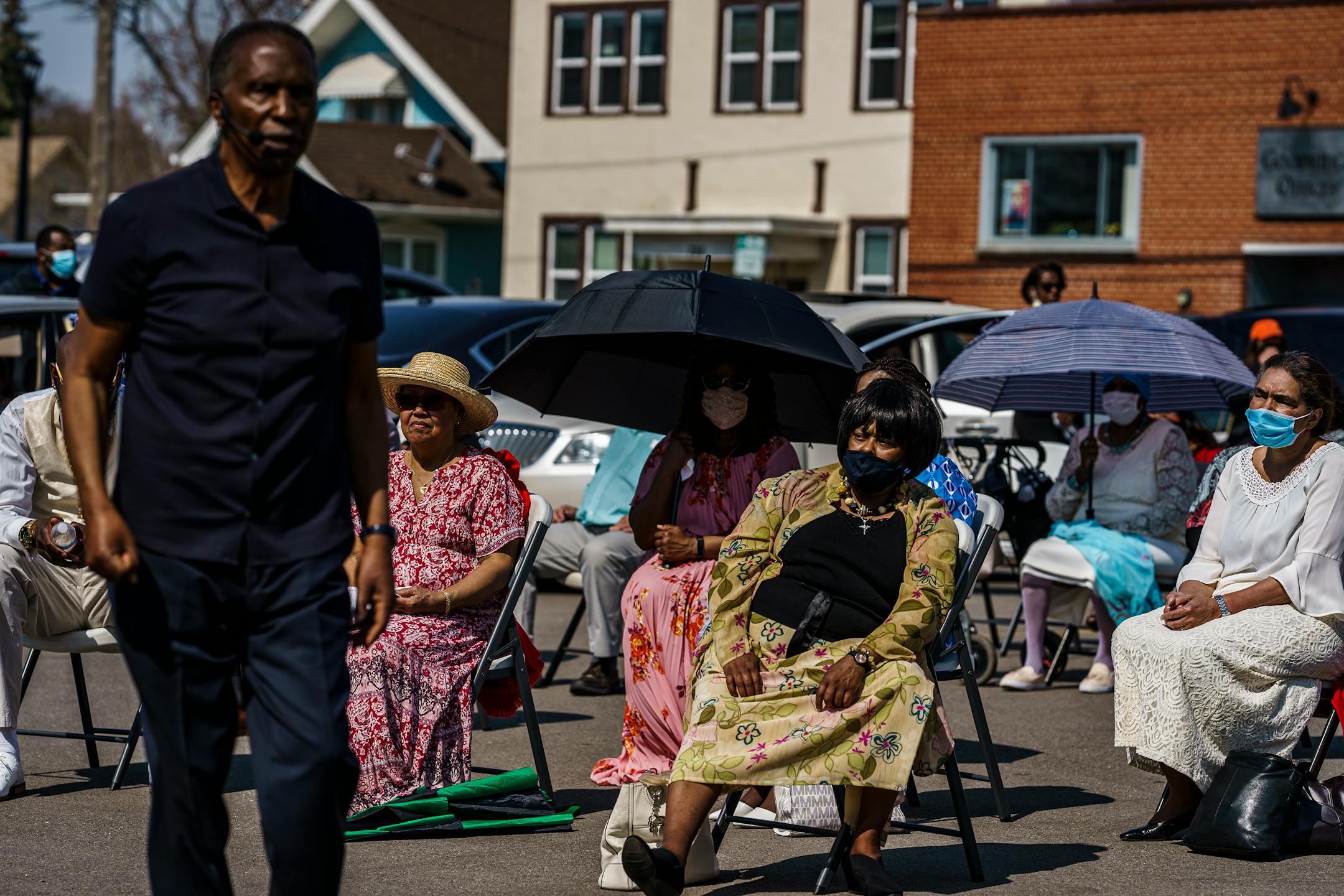 On April 4, 2021, at George Floyd Square, Pastor Curtis Farrar of the Worldwide Outreach For Christ Ministries preached about George Floyd and social justice.