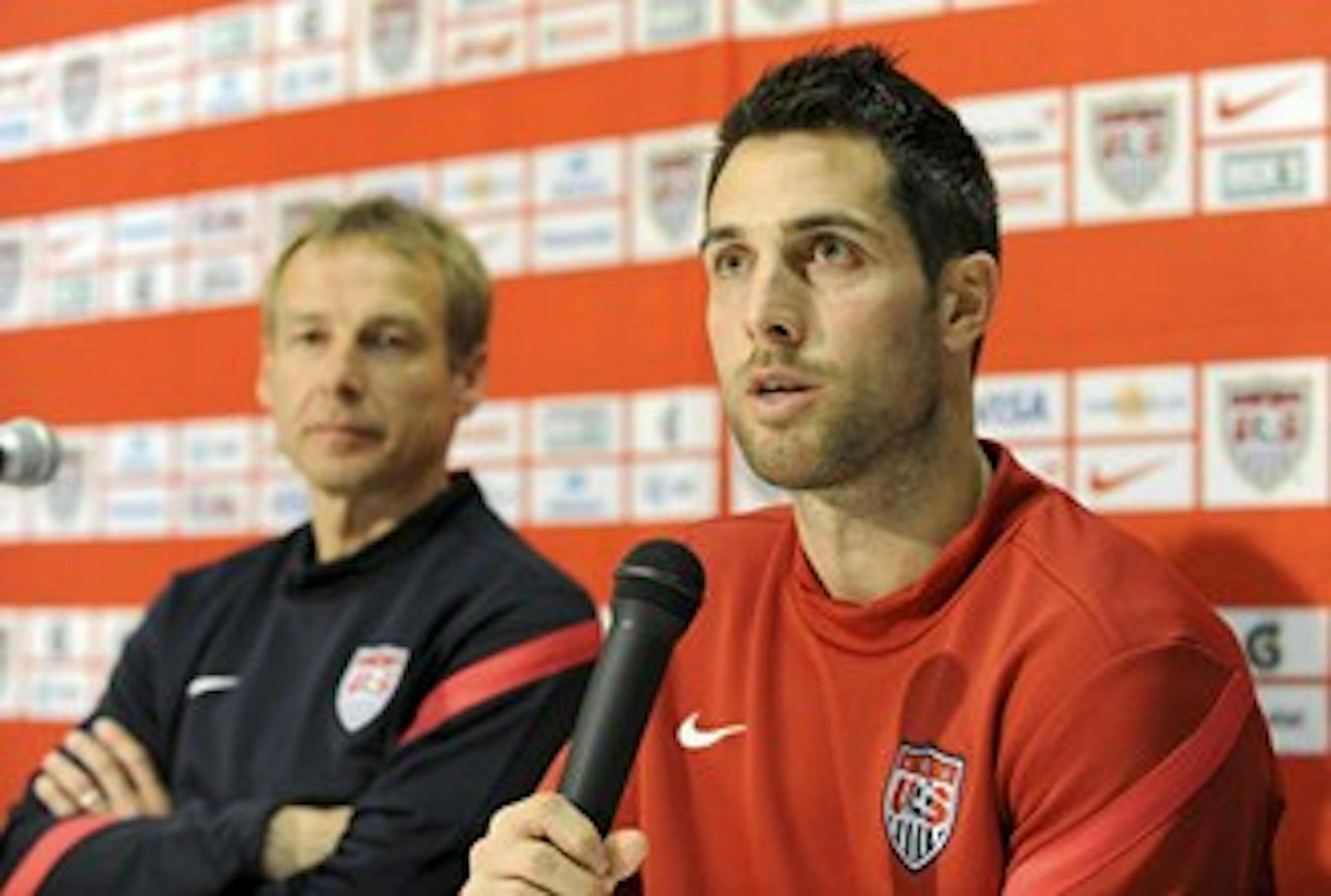 Klinsmann, left, with Bocanegra