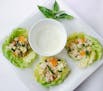 Herbed Couscous Salad With Smoked Mozzarella in Lettuce Cups With Creamy Basil Dressing