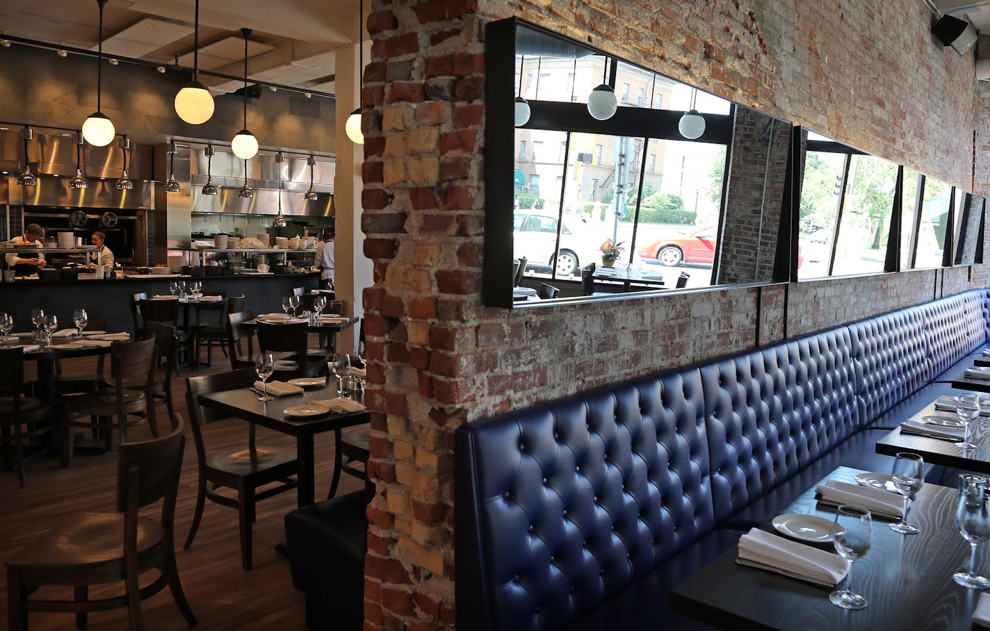 The main room at, Burch Steak 1933 Colfax Av S ] TOM WALLACE tom.wallace@startribune.com ASSIGNMENT #20029820A SLUG/SAXO# 286168 rn071813 EXTRA INFORMATION: Restaurant review. Could you shoot chefs Danny del Prado and Isaac Becker (separate and together), and also a group shot of Danny, Isaac, Nancy St. Pierre and Ryan Burnet, if possible? Two atmosphere shots: The dining room with a view of the kitchen, and the downstairs pizza bar. Food: Pork shoulder, steak (let them choose, but keep it small