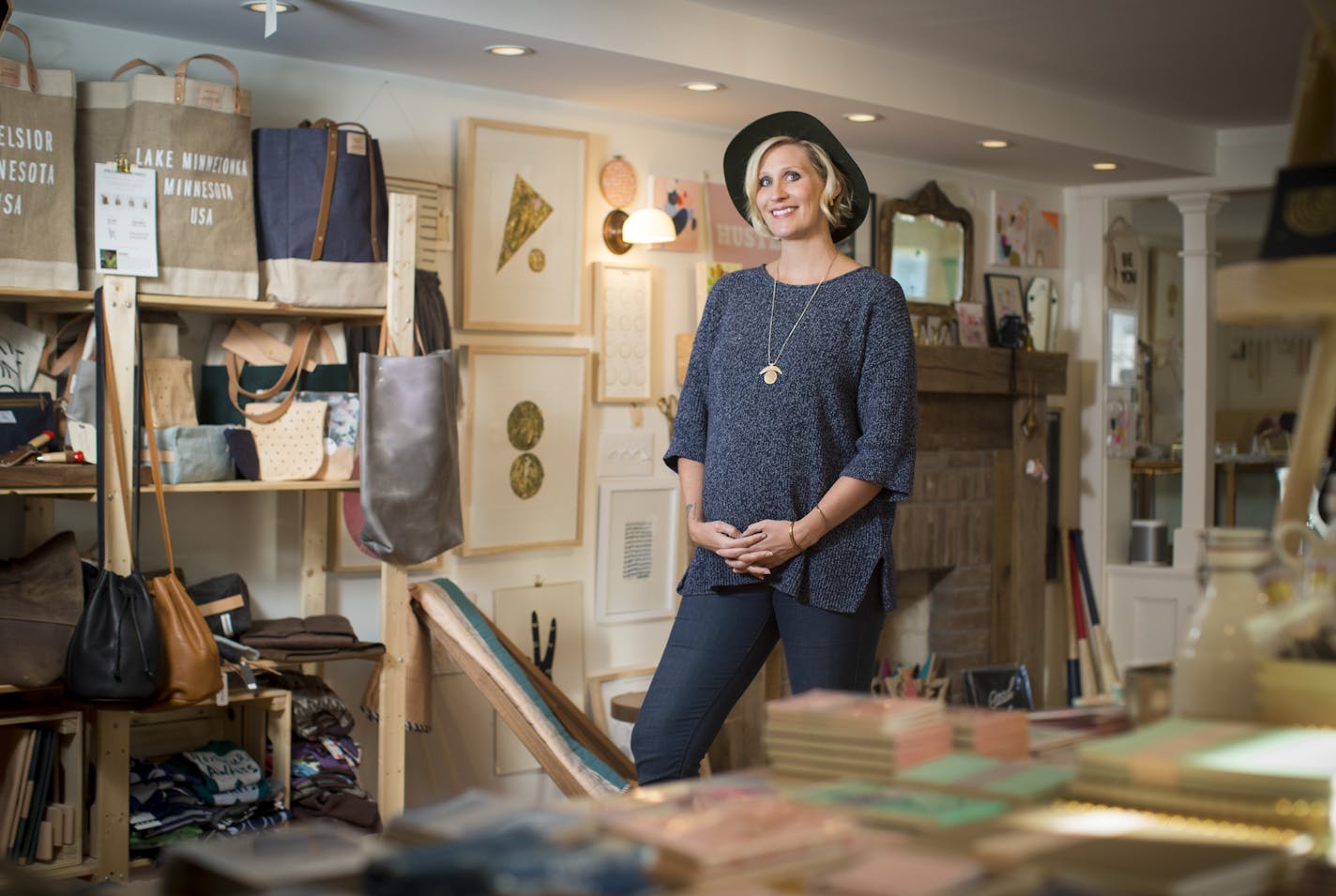 Erin K. Duininck, owner of Golden Rule, posed for a picture in the store/gallery on Monday, November 23, 2015, in Excelsior, Minn. ] RENEE JONES SCHNEIDER &#xef; reneejones@startribune.com