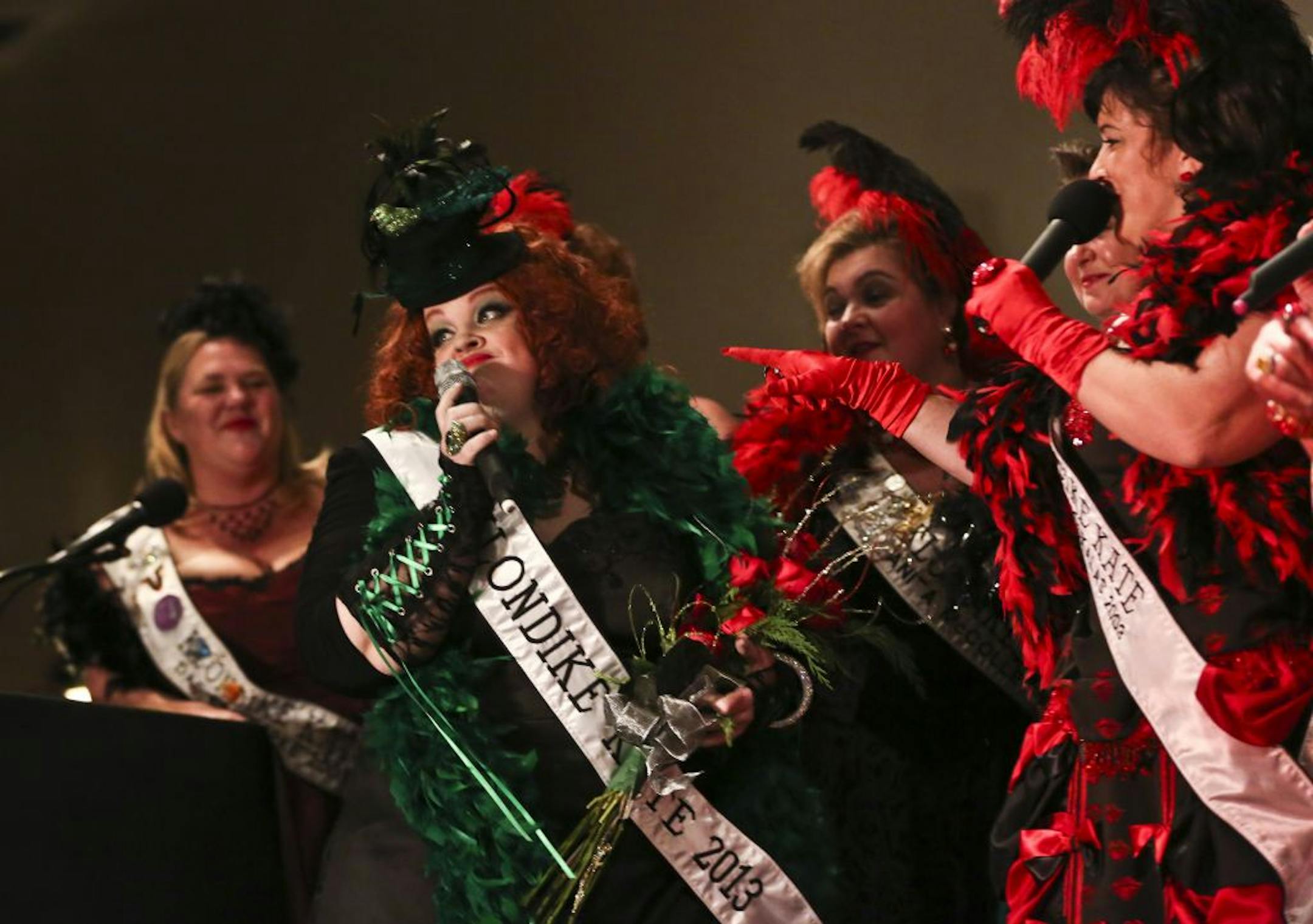 Anita Elizabeth Mack joined in a song after she was crowned 2013 Klondike Kate on stage on Wednesday, January 9, 2013, at the Prom Center in Oakdale, Minn.