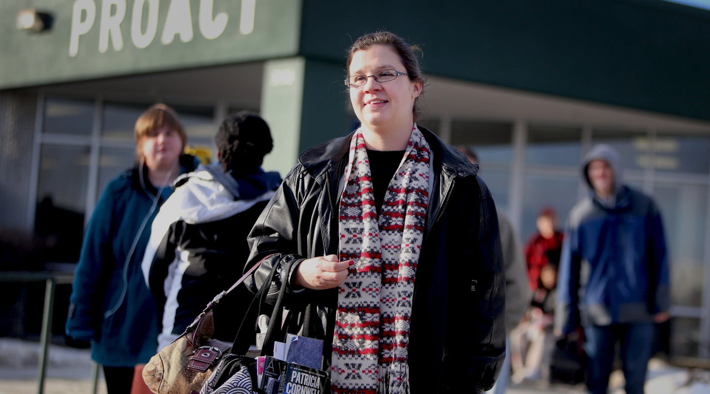 Nichole Fischer, who has an intellectual disability and mental illness, will be finishing up her daily work on the assembly line at ProAct in Eagan, a segregated sheltered workshop where she has worked for the past several years. Fischer is one of more than 50 workers that have been identified as likely candidates to move into real work in the community, as part of an ambitious pilot program. "I just want to feel good about myself again," Fischer said, when asked why she wants out of the worksho