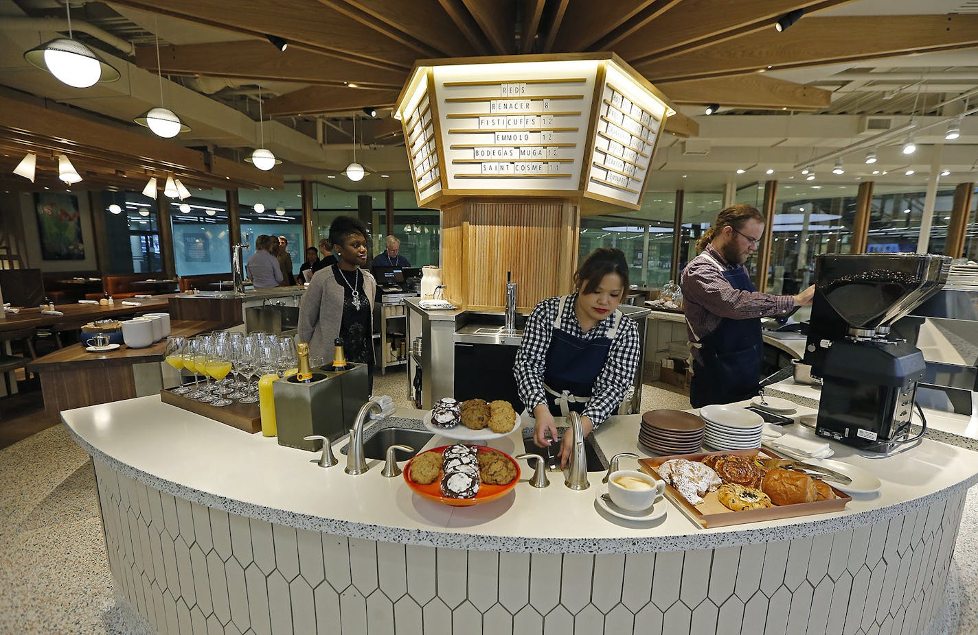 Barnes & Noble employees prepared drinks and pastries during a media tour, Monday, November 28, 2016 in Edina, MN.