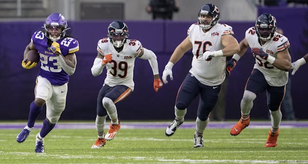 Minnesota Vikings running back Mike Boone (23) during a long run in the second quarter.