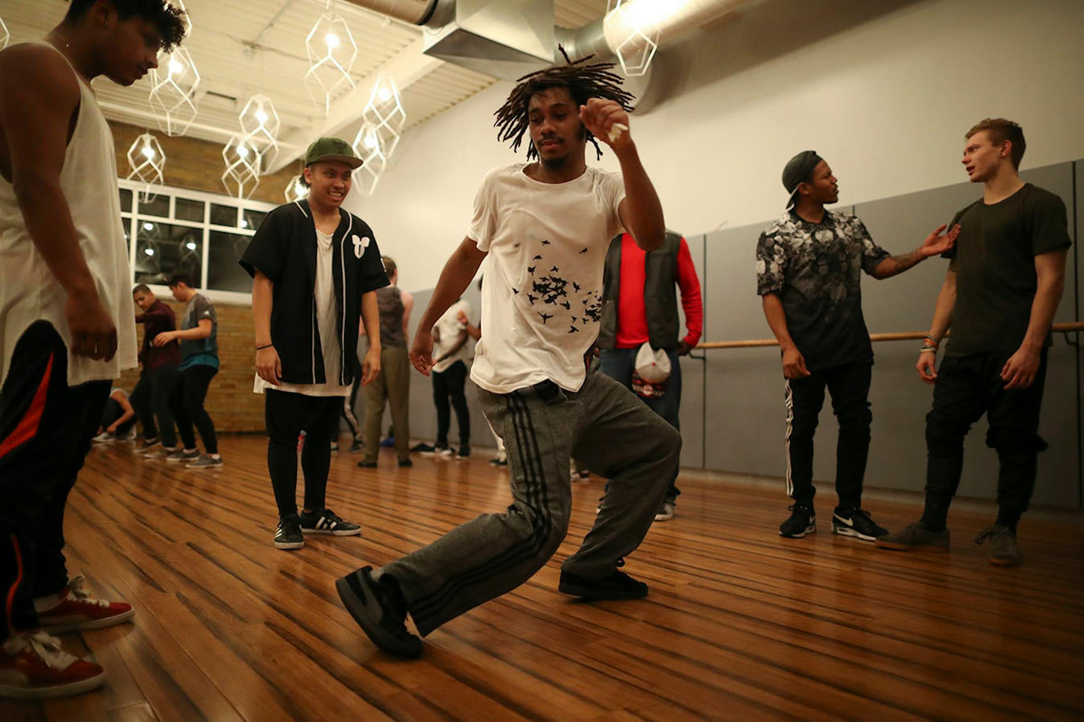 Michael Ingram took a turn showing a move during the jam session.