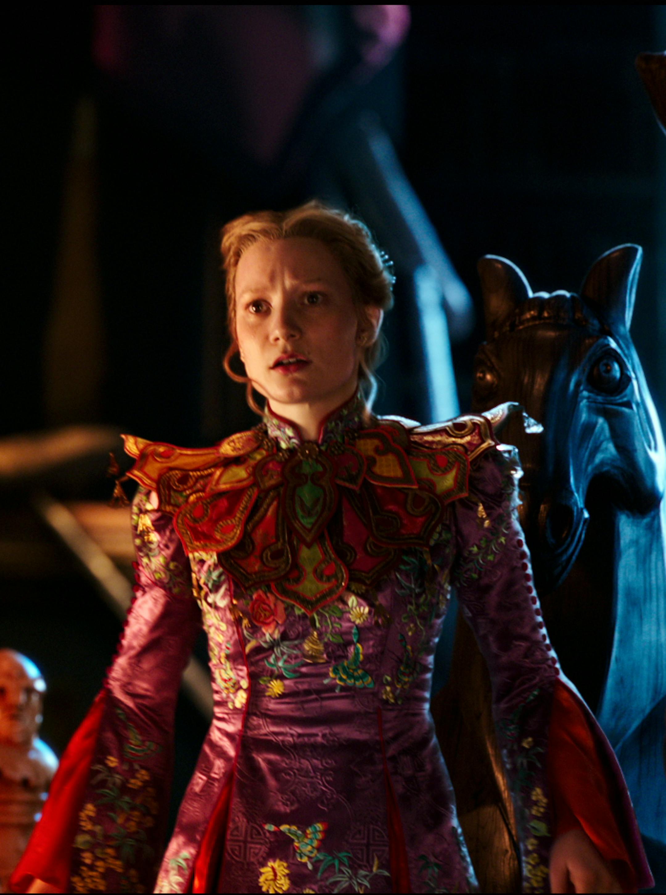 This image released by Disney shows Mia Wasikowska in a scene from "Alice Through the Looking Glass," premiering in US theaters on May 27. (Disney via AP)