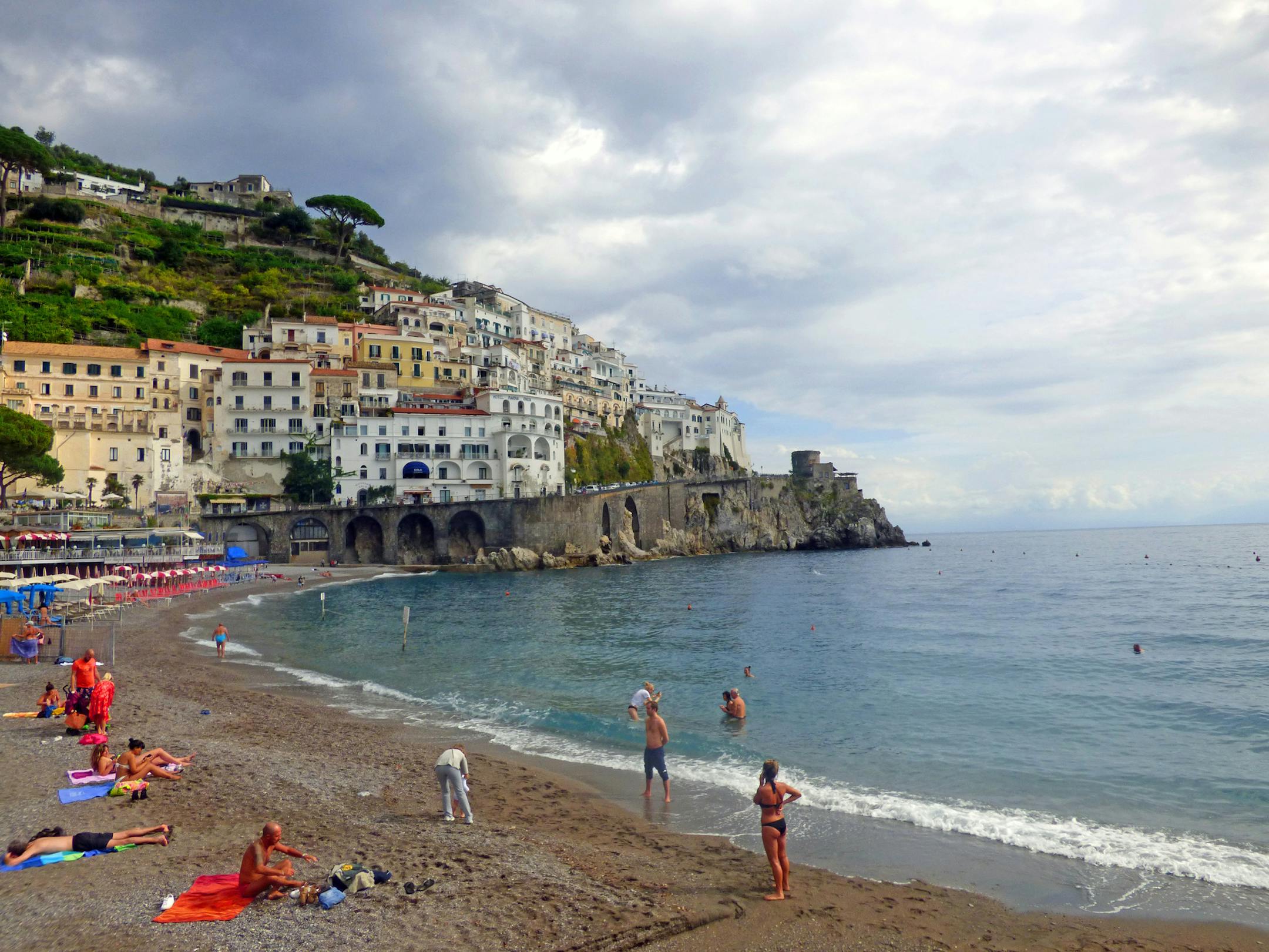 In Amalfi, Italy, the beach is close to the town square, so it’s easy to make a day exploring both.