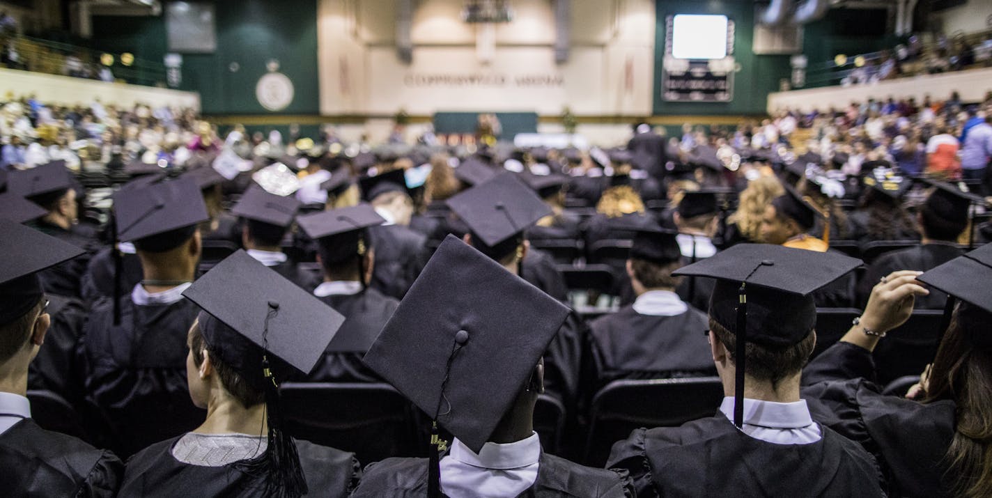 FILE -- A graduation ceremony in Tullahoma, Tenn., May 6, 2017. The market for master&#x2019;s degrees behaves in strange and erratic ways, new data reveals. (Joe Buglewicz/The New York Times)