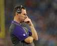 Vikings head coach Mike Zimmer watched as the Titans prepared to score in the fourth quarter Thursday night.
