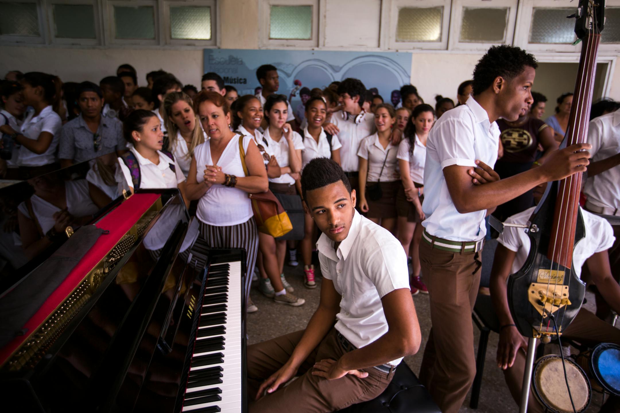 Student Dayton Perez waits at the piano to perform for the Minnesota Orchestra at the Escuela Nacional de Musica in Havana, Cuba on Thursday, May 14, 2015. ] LEILA NAVIDI leila.navidi@startribune.com /