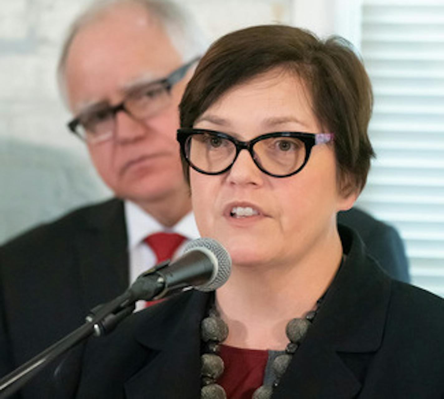 Department of Transportation Commissioner Margaret Anderson Kelliher. ] GLEN STUBBE &#x2022; glen.stubbe@startribune.com Tuesday, February 26, 2019 Governor Tim Walz toured the Upper Post Veterans Community at Fort Snelling, remodeled as a place to live for formerly homeless veterans. He touted it as an example of important and appropriate investments in Minnesota. Colleges and universities, affordable housing and transportation would see major investments if Gov. Tim Walz's $1.3 billion state i